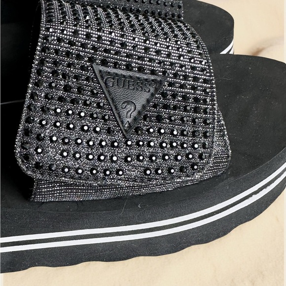 GUESS Black Rhinestone Platform Slides - Picture 5 of 8